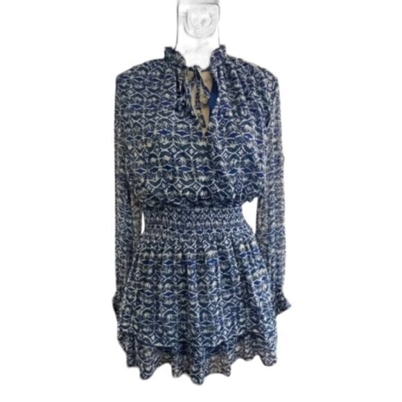 Zara Floral Dress Mini Long Sleeve A-Line Fit & Flare Smocked Waist Light Small - Picture 1 of 14